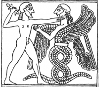 Zeus defeating Typhon as DNA